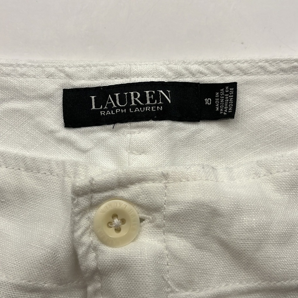 Lauren Ralph Lauren White Linen High Rise Shorts Size 10-SOLD - Picture 8 of 16